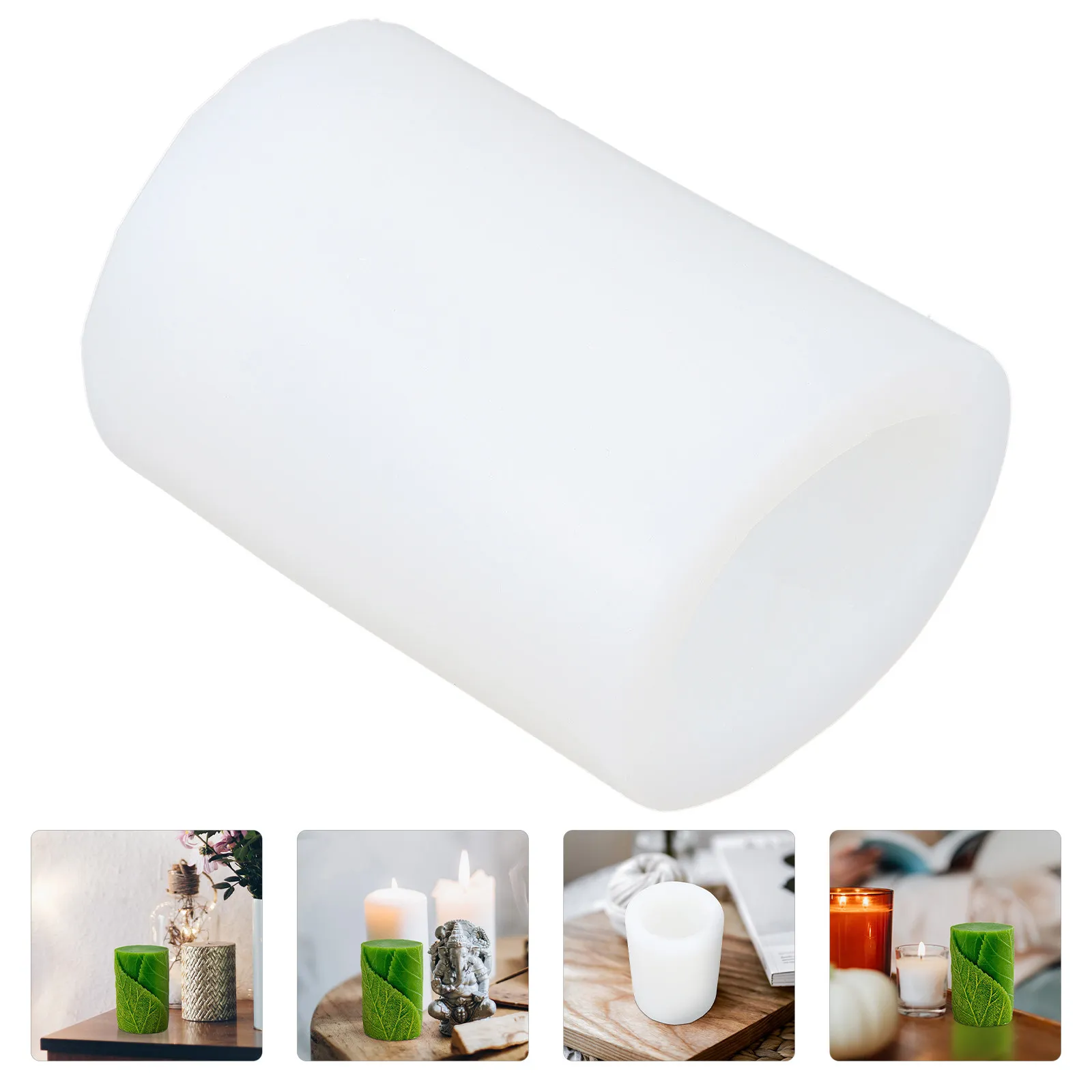 

Leaf Design Cylinder Silicone Mold for DIY Aromatherapy Candles Non-Stick Easy Release Recyclable Craft Making Tool