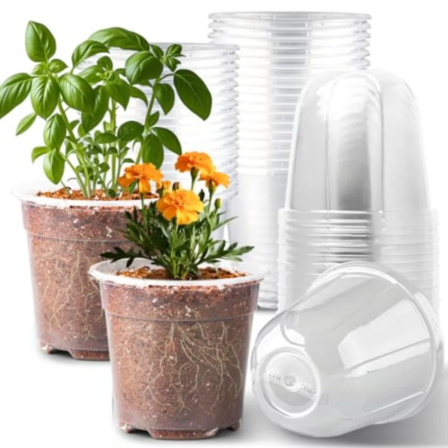 

Nursery Humidity Dome, 30 Pack Reusable Seed Starter Pot Draage Holes, Transparent Plastic Plant Seedlg for Propagation door Pl