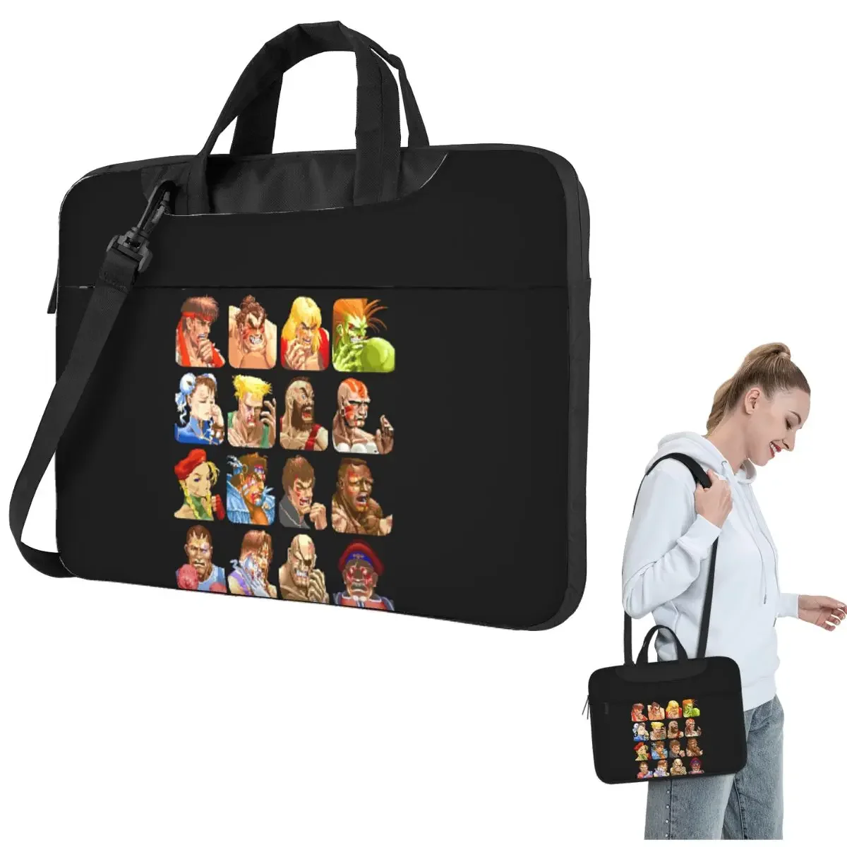 Defeated Portraits Super Street Fighter Crossbody Laptop Bag Case Computer Bag 13 14 15.6 Inch Notebook Pouch for Lenovo