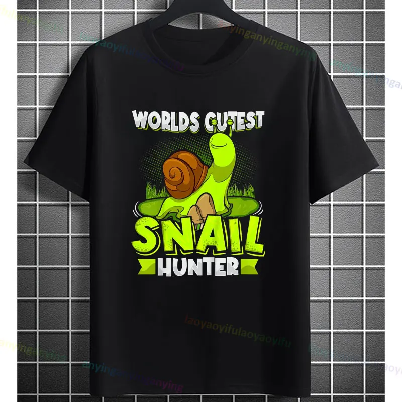 

Футболка унисекс с забавным рисунком улитки и футболка с короткими рукавами из 100% хлопка с принтом «Мирный охотник за улитками»