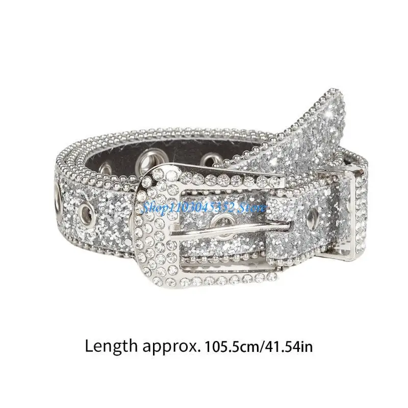 بلينغ ذكر أنثى الجينز تنورة حزام الخصر مع حجر الراين مشبك حزام قاطرة