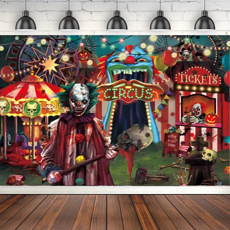 Halloween Evil Circus Photography Backdrop For Clown Creepy Carnival Haunted House Horror Scary Birthday Party Background Decor