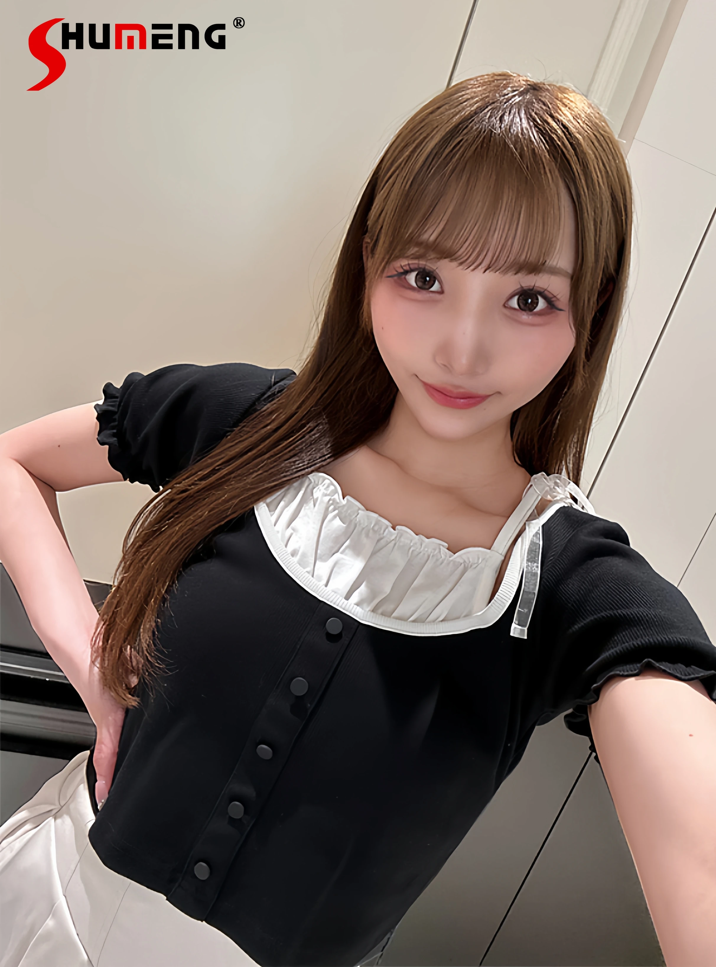 

Japanese Style Elegant Sweet Bow Lace-up Ruffles Square Neck Puff Sleeve Single-Breasted Casual Short T-Shirts Tops Women Summer