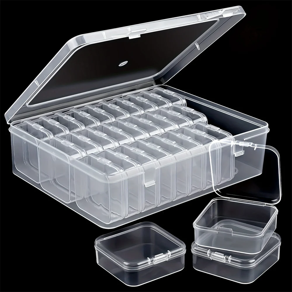 Beads Organizer Box 30pcs Small Clear Plastic Bead Storage Containers with Hinged Lid for Storage of Small Items Crafts Jewelry
