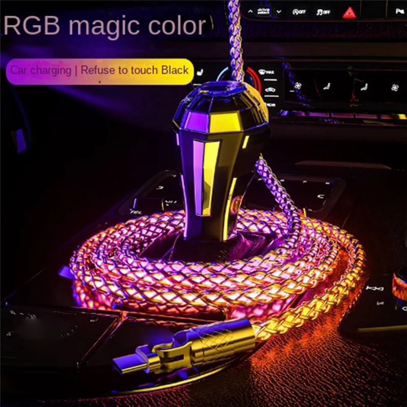 Cable de datos de Color degradado luminoso de respiración RGB de carga rápida USB tipo C para Huawei Samsung Xiaomi carga rápida