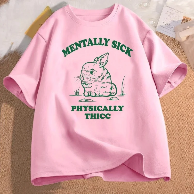 مضحك العقلية مريض جسديًا Thicc الهامستر ميمي طباعة تي شيرت المرأة س الرقبة موضة تي شيرت الصيف ملابس كاجوال #4