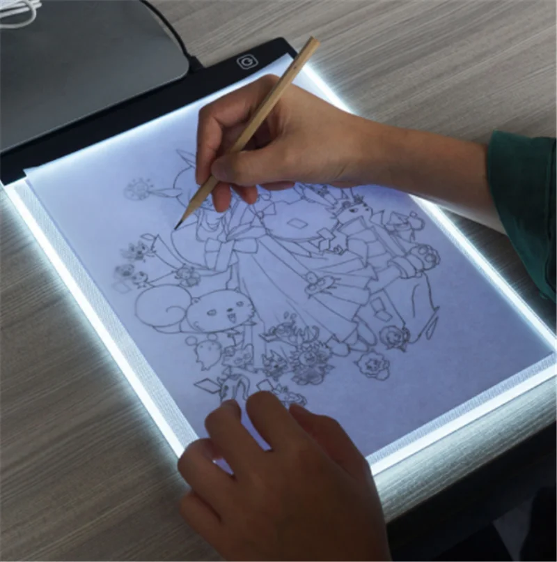 LED Copying Table Children Drawing Board Transparent Copying Table Adjustable Brightness Night Light Notebook