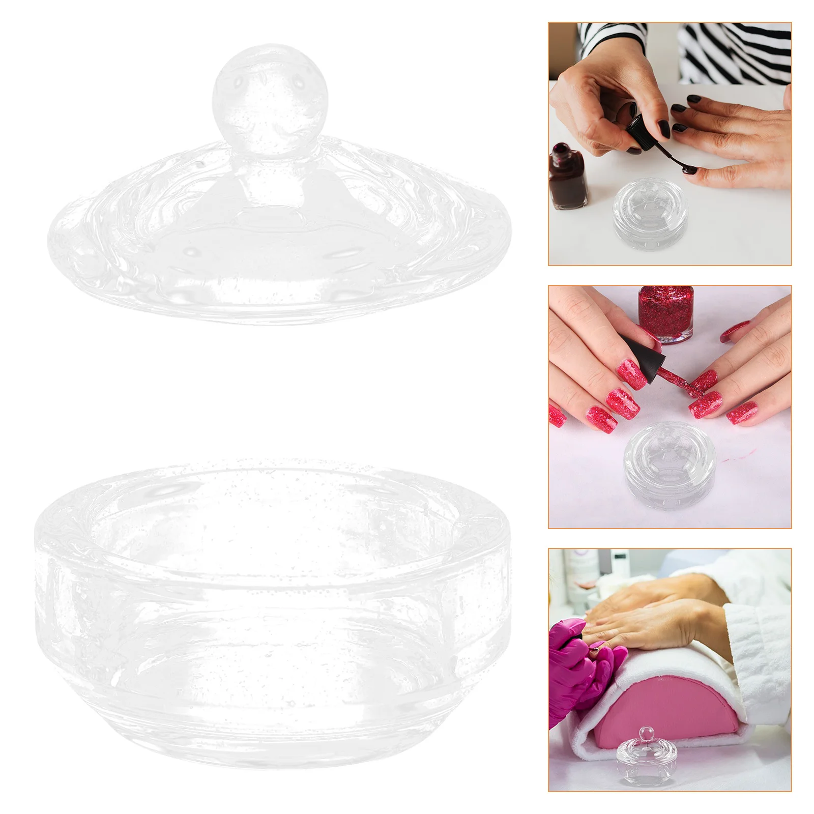 2個入り クリスタルガラス ネイルディッシュボウル アクリルネイル用 丸型 マニキュアツールカップ 軽量 ポータブル ダッペンディッシュ 蓋付き パウダーミックス用