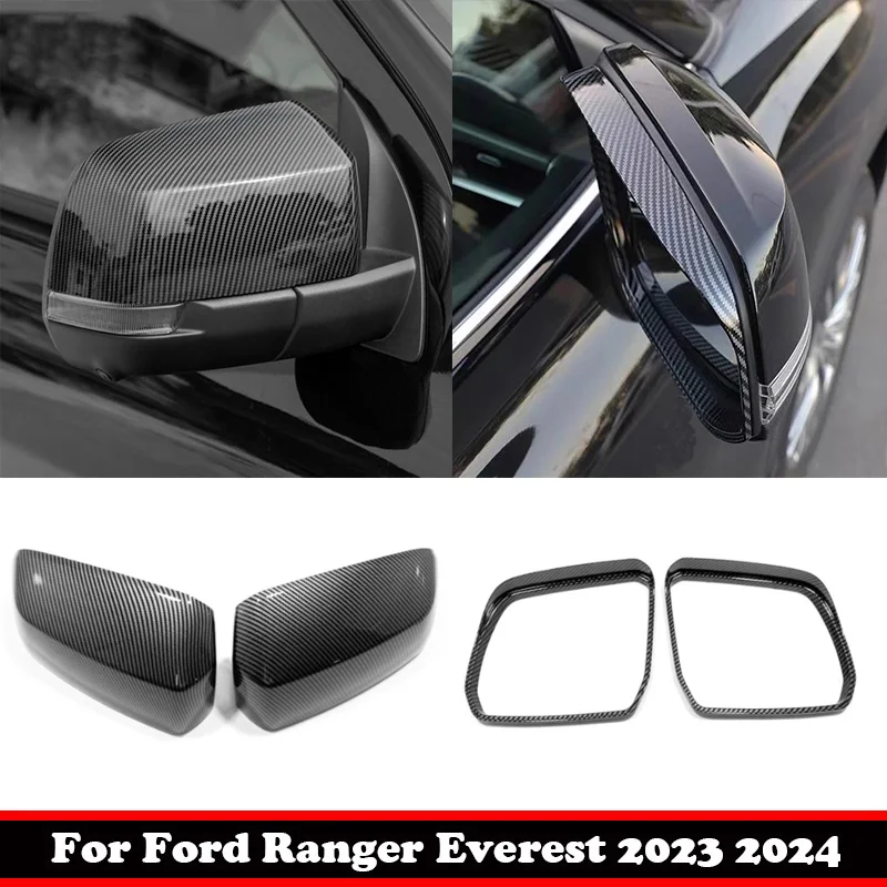 

3d Sticker For Ford Ranger T9 Everest 2023 2024 Carbon Fiber Exterior Rearview Side Mirror Rain Eyebrow Decorative Car Parts