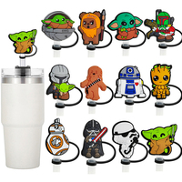 1-13pcs Cartoon Straw Cover Cap 10MM Drink Straw Plug Reusable Splash Proof Drinking Cup Straw Cap Charms Pendant Accessories