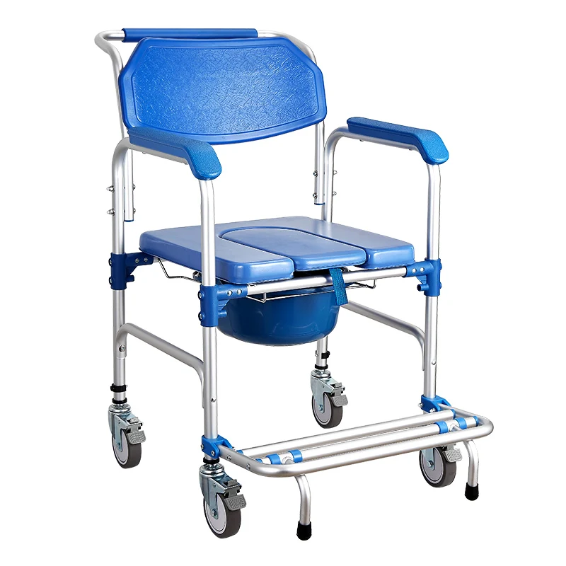 كراسي حمام قابلة للطي كرسي مرحاض لكبار السن للحوامل مع عجلات كراسي استحمام متحركة كرسي قعادة من سبائك الألومنيوم كرسي نقل