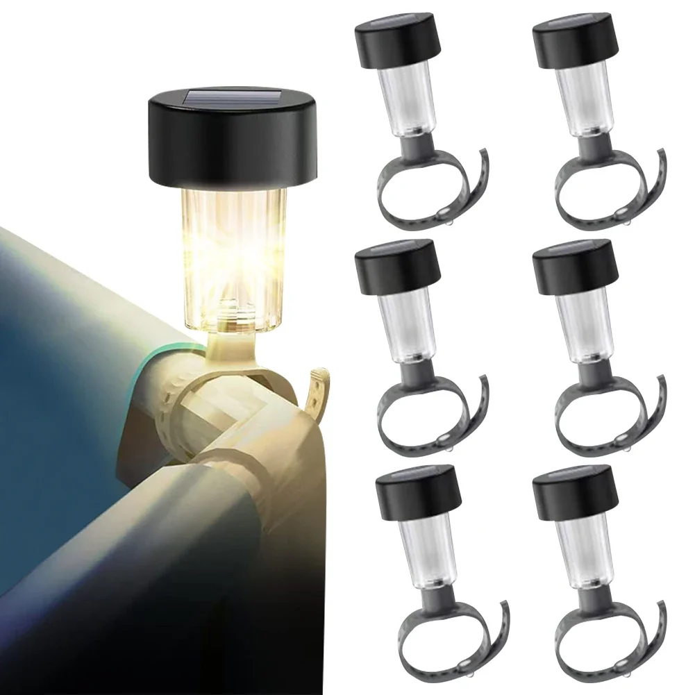 6 Pack Solar Lights Outdoor Fence Decor Warm Light Outdoor Pool Fence Decor Lamp Outdoor Swimming Pool Fence Decor Accessories