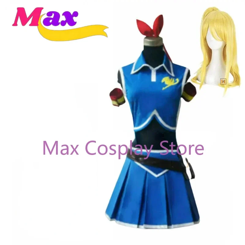 

wby2 Anime Cosplay Costume Lucy Heartfilia Backless Polyester Adult Women Wig Halloween Party Dress YW