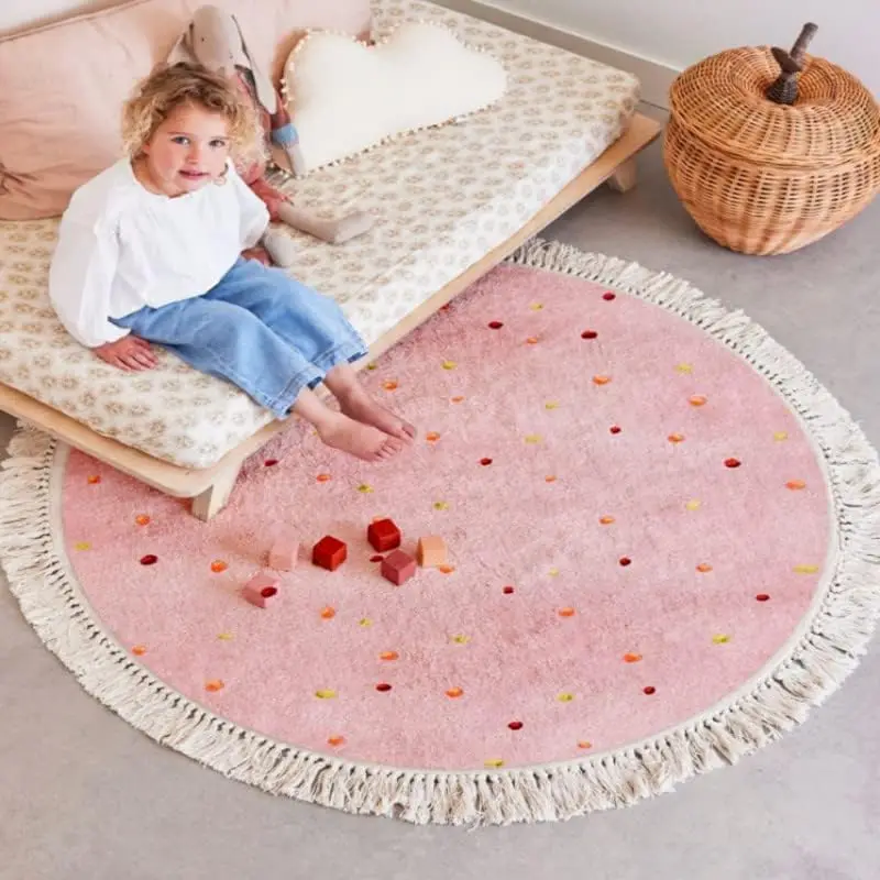 

VIKAMA детская комната круглый ковер с кисточками кабинет спальня для девочек боковая подушка для кровати обучающий стул напольный коврик украшение дома