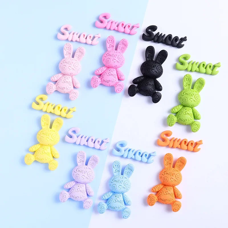8 peças de resina adorável coelho cabochão com parte traseira lisa scrapbook kawaii acessórios de enfeites diy l36