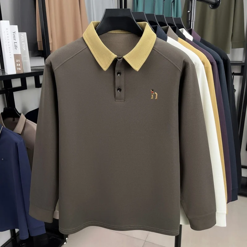 Hochwertiges Luxus-Langarm-Poloshirt für Herren, Frühling-Herbst, neuer Trend, Markenprodukt mit niedlicher Hundestickerei, koreanisches Casual-T-Shirt mit Reverskragen. – Detail 10