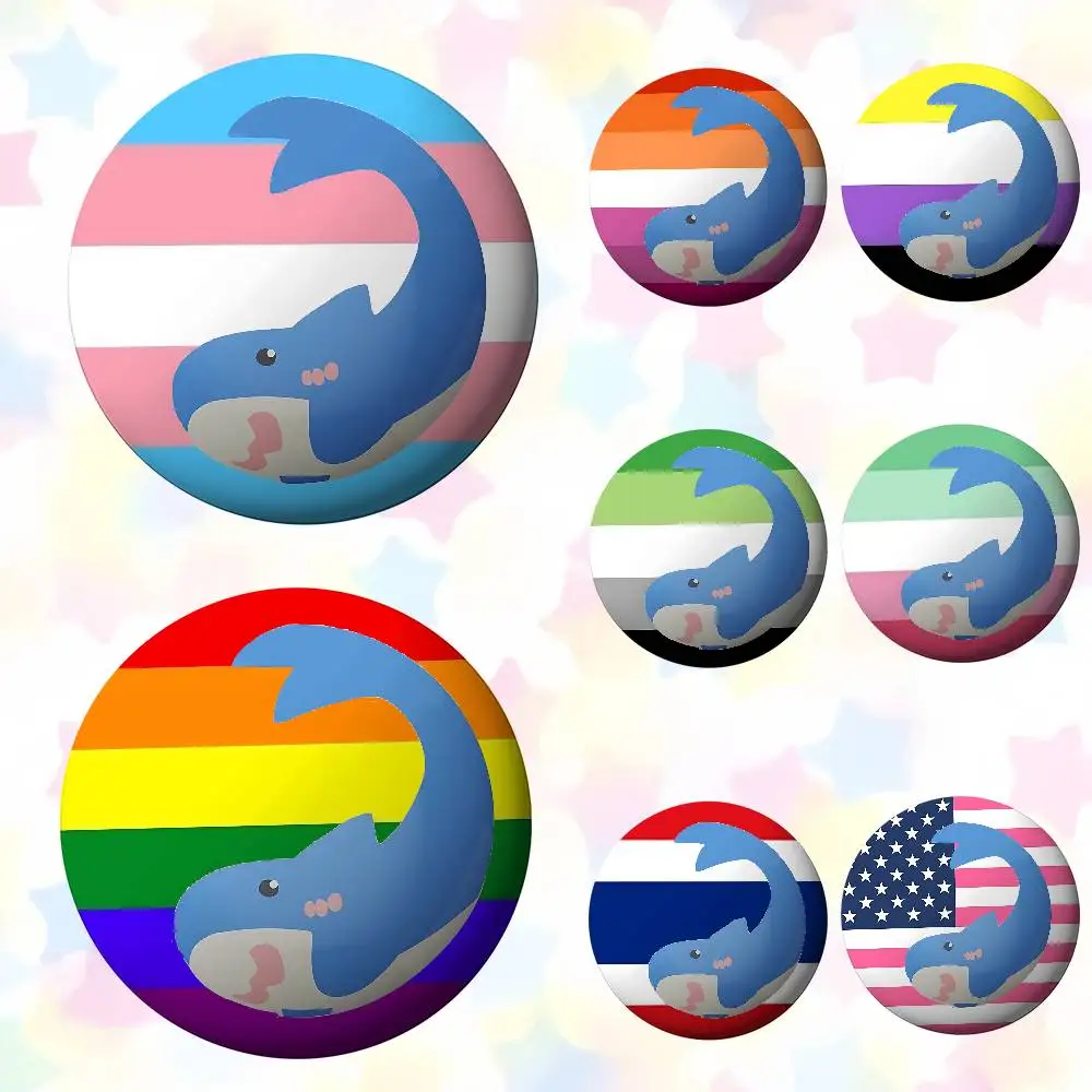 Trans Blahaj Shark Enamel Badges Tinplate Soft Button Pin Brooch Metal Badge Custom Jewelry Accessories Hat Bag Lapel view 4
