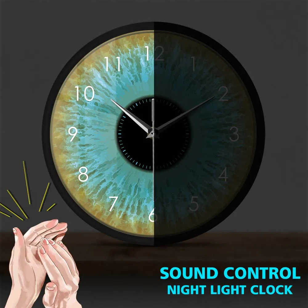 Blue Eyes Iris Opticianry Metal Frame Wall Clock Silent Eyeballs Eye Design Wall Watch Home Decor Eye Doctor Ophthalmology Gifts