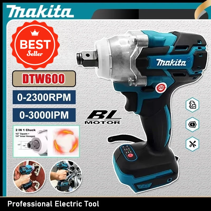 

Аккумуляторный ударный гайковерт Makita DTW600 с высоким крутящим моментом, бесщеточный, перезаряжаемый, для авторемонта, 18В/20В, электроинструмент