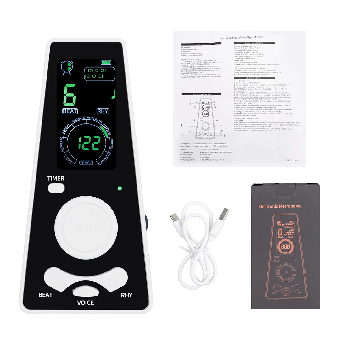Digital Metronome for Musicians Piano Violin Guitar Instrument Volume Beat Speed Tower Type Guitar Metronome Rhythm Bell Ring