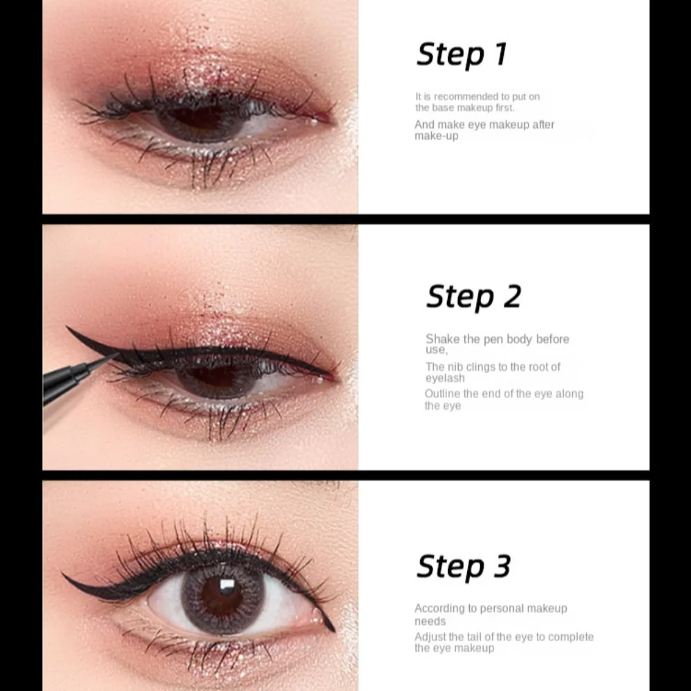 Delineador de ojos líquido ultrafino, lápiz delineador de ojos negro a prueba de sudor, cosmético, sin manchas, lápiz de Gel, maquillaje para principiantes