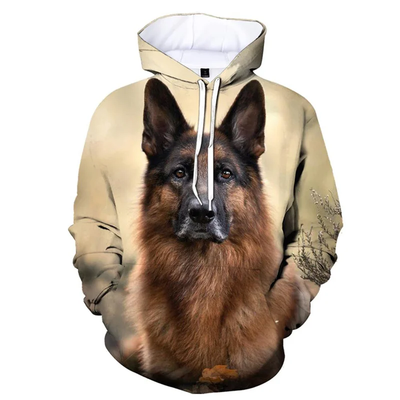 Men Hoodies Sweatshirts Cute 3D Printed German Shepherd Hoodie Fashion Casual Long Sleeves Dog Pattern Pullover Street