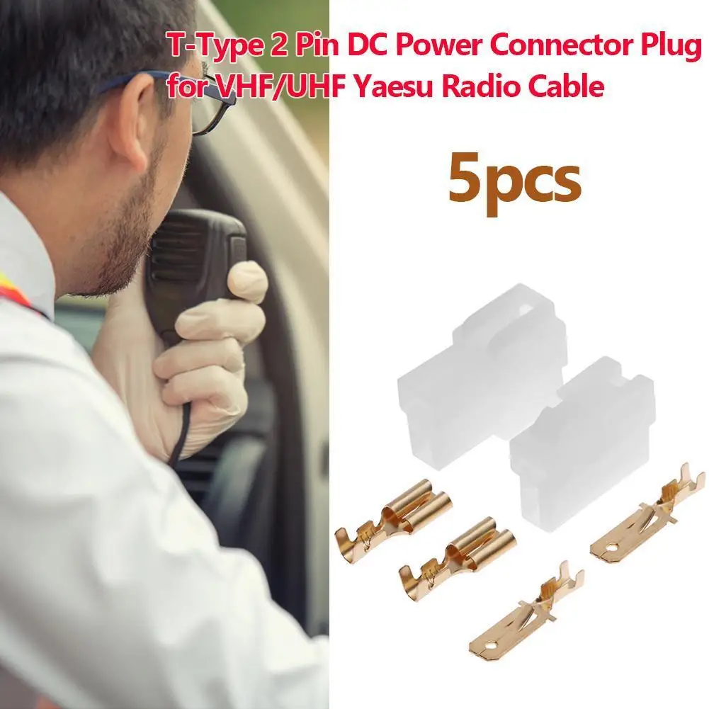 5 Sets Radio DC Power Connector Plug T-Type 2 Pin Male Female Wiring Adapter Kit