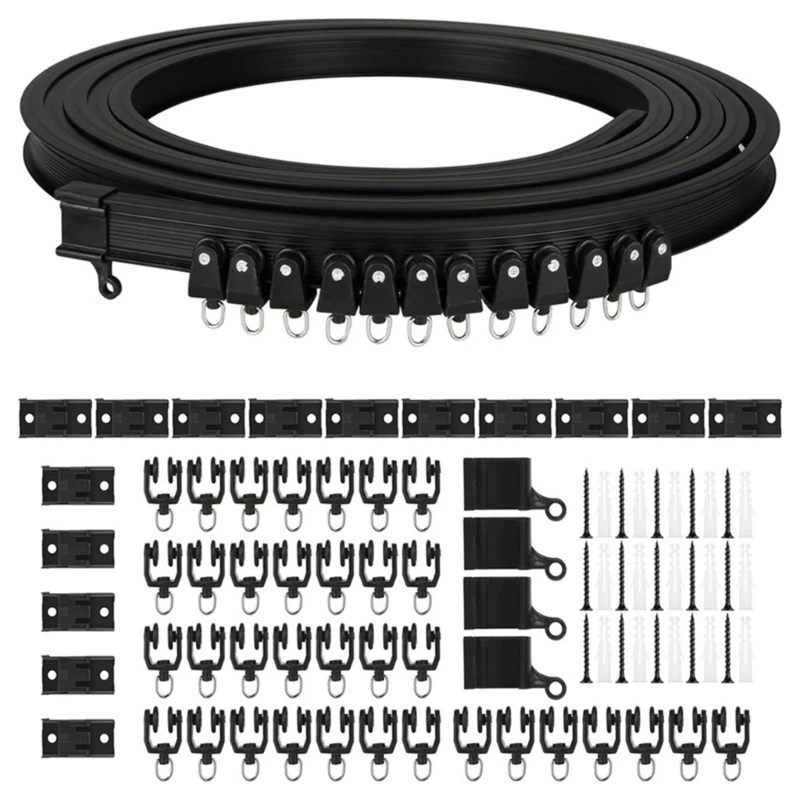

Multipurpose 5 Meter Ceiling Mount Curtain Rails Kits with Rollers Set for Privacy and Window Treatments Home and Office