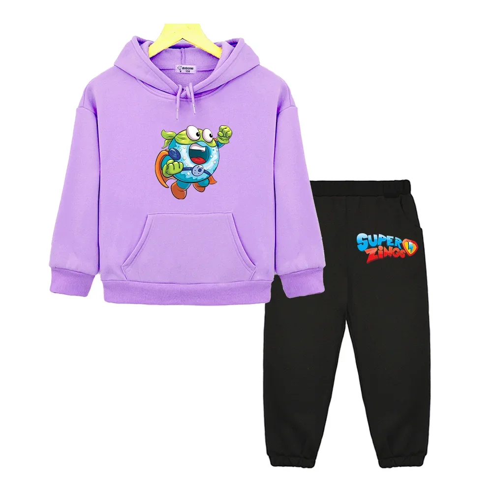 Super Zings Fashion Anime Hoodies and Pants Set Cute Donuts Sweatshirts Kawaii Cartoon Boys/Girls Clothes High Street Pullovers