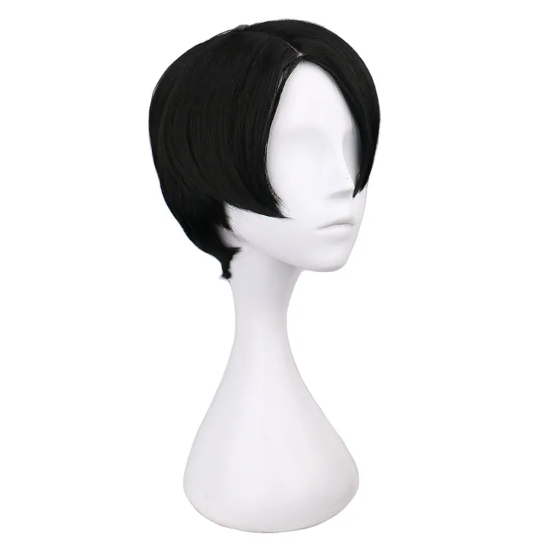 Anime Attack on Titan Levi Cosplay Wigs Short Straight Men Boys Hair Short Black  Man Wigs Coustume Party
