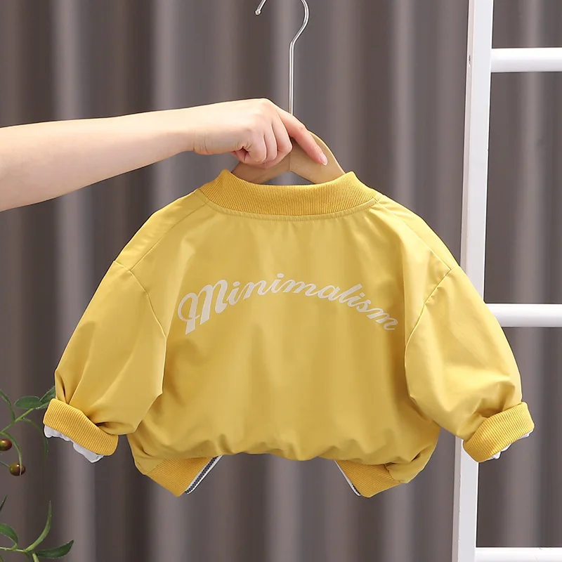 2024 Baby Letter Jacket Boys Fashion Casual Coat Spring Autumn New Female Long Sleeve Solid Color Zipper Cute Clothes 12M-6 Year