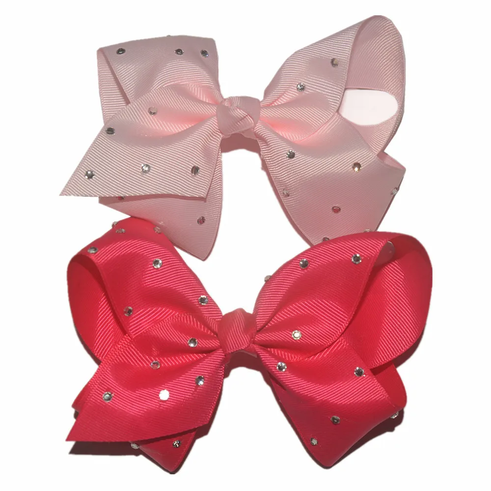 

150pcs Wholesale New Threaded Large Bow Hairpin With Diamond European American Girls Headwear 24 Colors