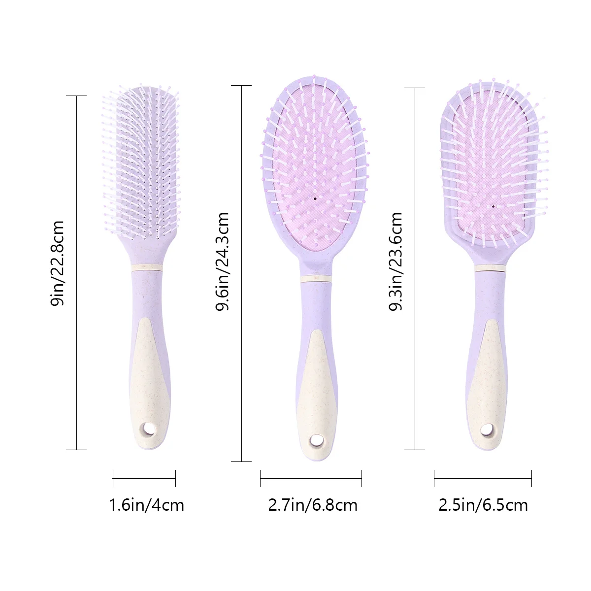 3 قطعة مجموعة أمشاط الشعر Abs مشط تدليك متين مقبض مريح لصالون استرخاء فروة الرأس للاستخدام المنزلي الأرجواني المضاد للكهرباء الساكنة #4