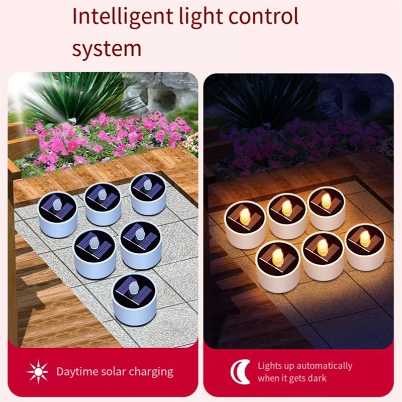 AF90-6PCS Candele ad energia solare resistenti alle intemperie Candele solari senza fiamma Candele solari a LED Luci senza fiamma per campeggio in giardino