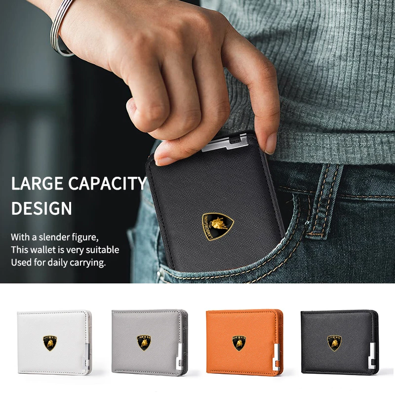 1 Uds. Cartera de coche para hombre, tarjetero de cuero para licencia de conducir, bolsa para tarjetas y llaves para Lamborghini LP570 LP610 Urus LP700 LP770 Gallardo Aventador