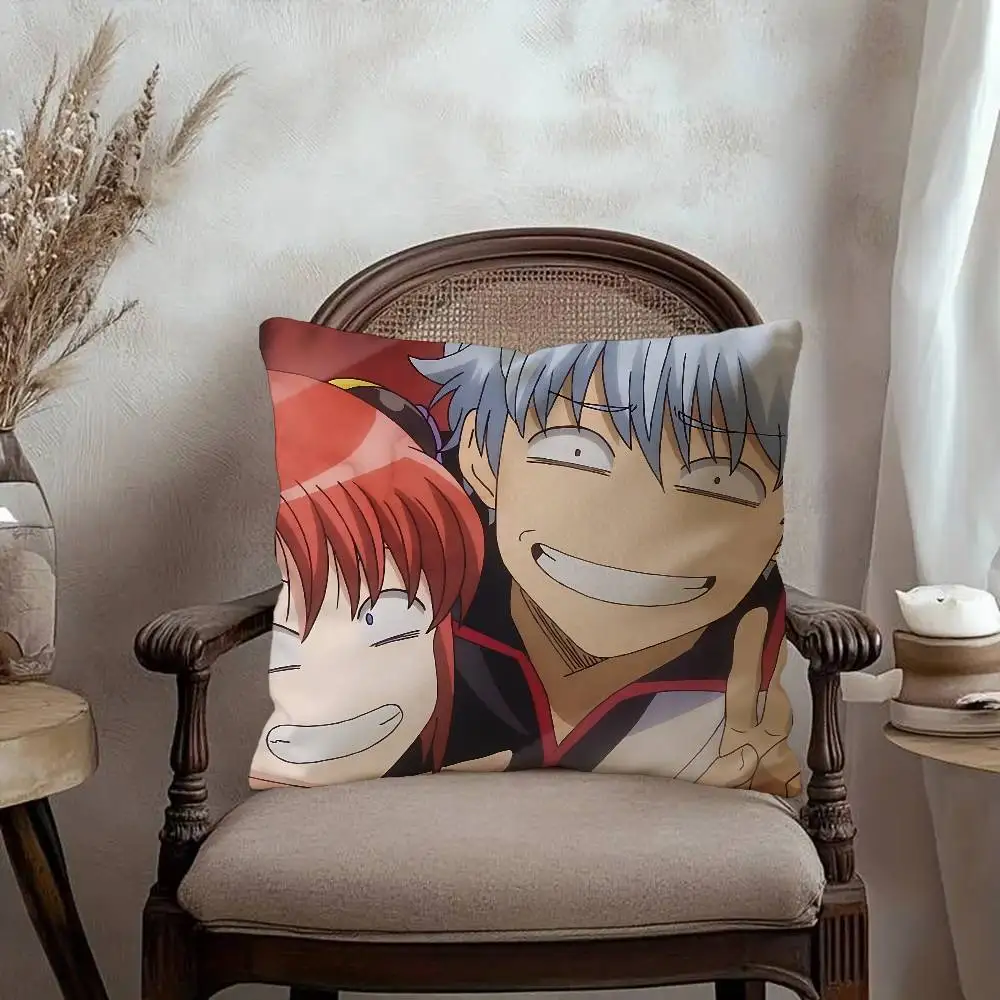 Funny Japanese GINTAMA Pillow Covers Cartoon Sofa Decorative Home Double-sided Printing Short Plush Cute Cushion Cover