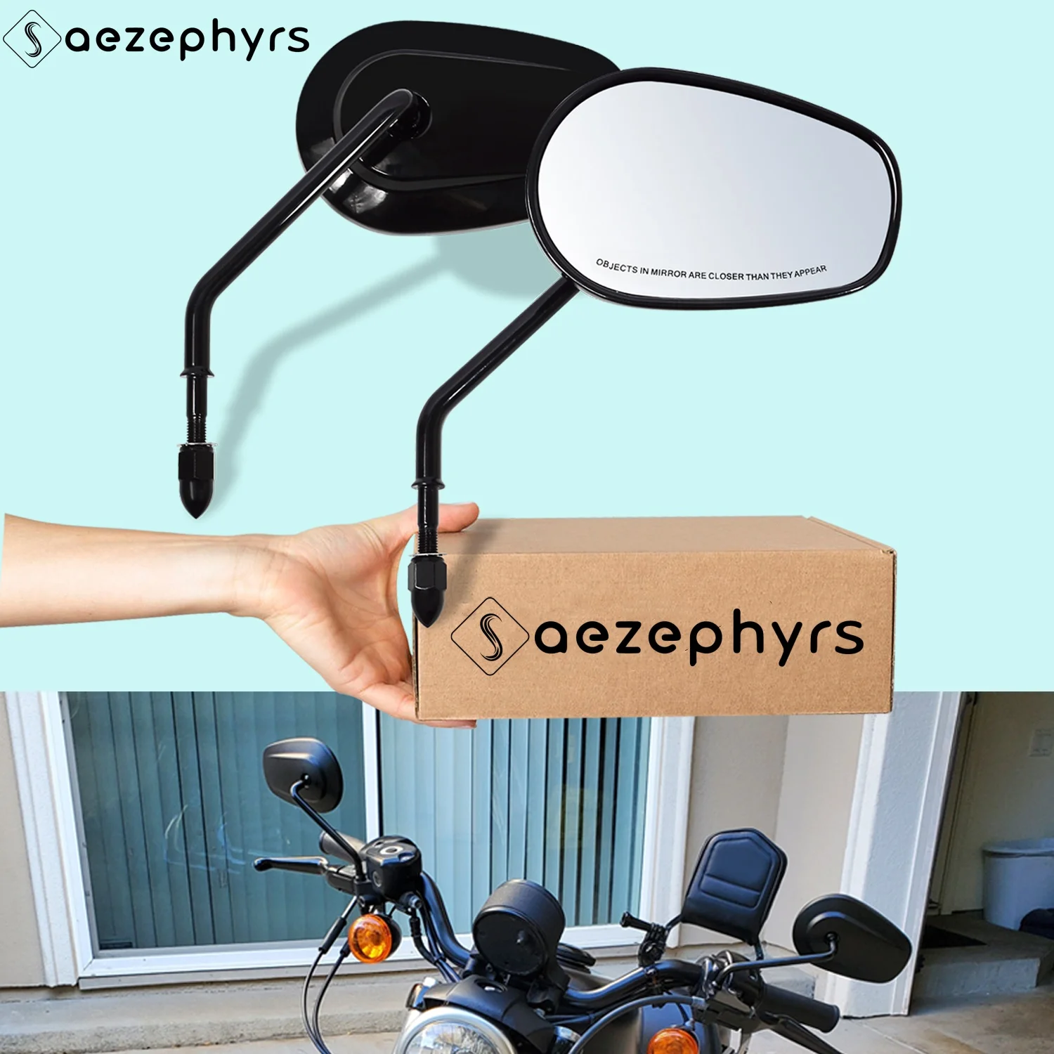 8mm Rear View Mirrors Motorcycles Long Side Mirrors for Harley Davidson Touring Sportster Softail Fat Boy Dyna Iron 833 1200 CVO