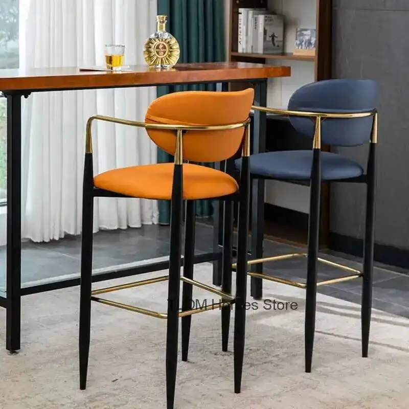 

Modern Luxury Simple Light Chair Bar Coffee Leisure Fashion High Foot Bar Stool Nordic Bar Furniture Kitchen Backrest Armchair