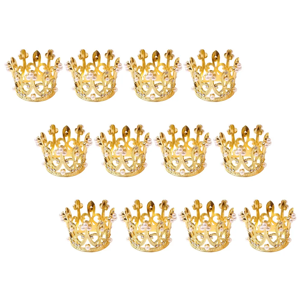 

12 Pcs Rhinestones Light Luxury Pearl Crown Napkin Button Ring 12pcs (silver) Dinner Party Rings Holders Zinc Alloy