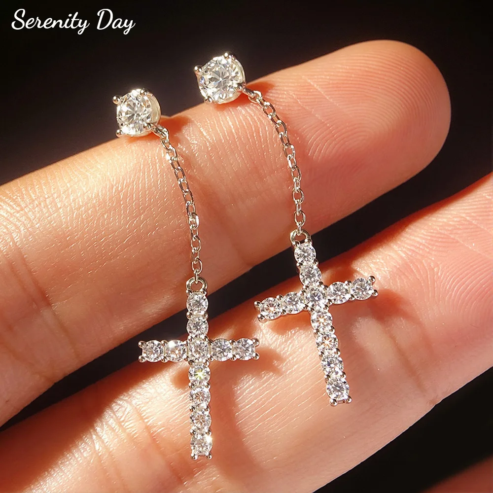 

Серьги-подвески Serenity с муассанитом 2 мм и 4 мм, серебро 925 пробы, позолота 18К, для женщин, подарок