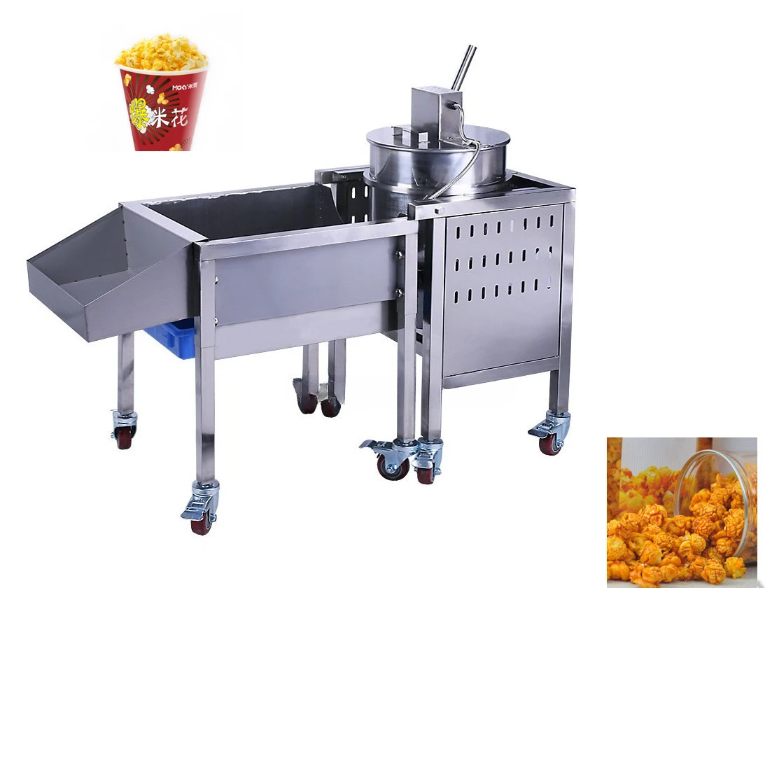 Stainless steel commercial caramel kettle corn popcorn machine for sale/Industrial popcorn maker machine