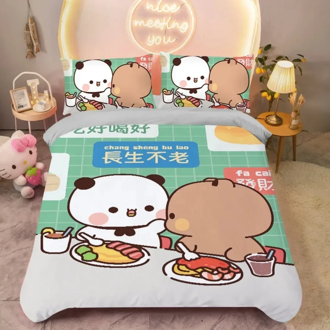 Lovely children's duvet cover Kawaii Bubu and Dudu Duvet Cover Comforter Bed Single Twin Full King Queen Size Bedding Set Kids
