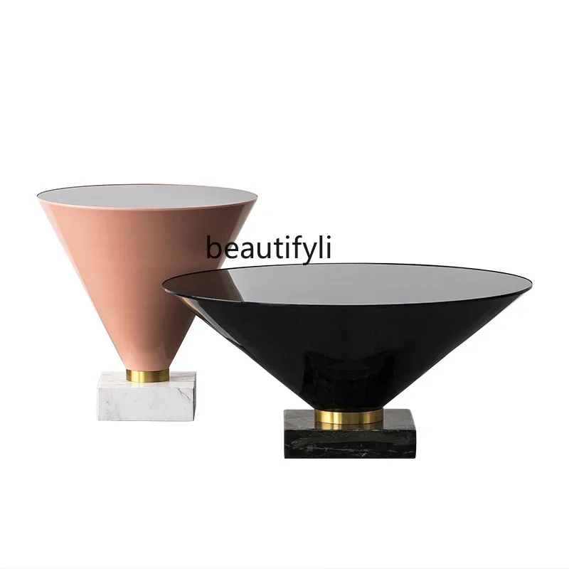 

cqyRound metal glass coffee table size combination Nordic light luxury living room designer