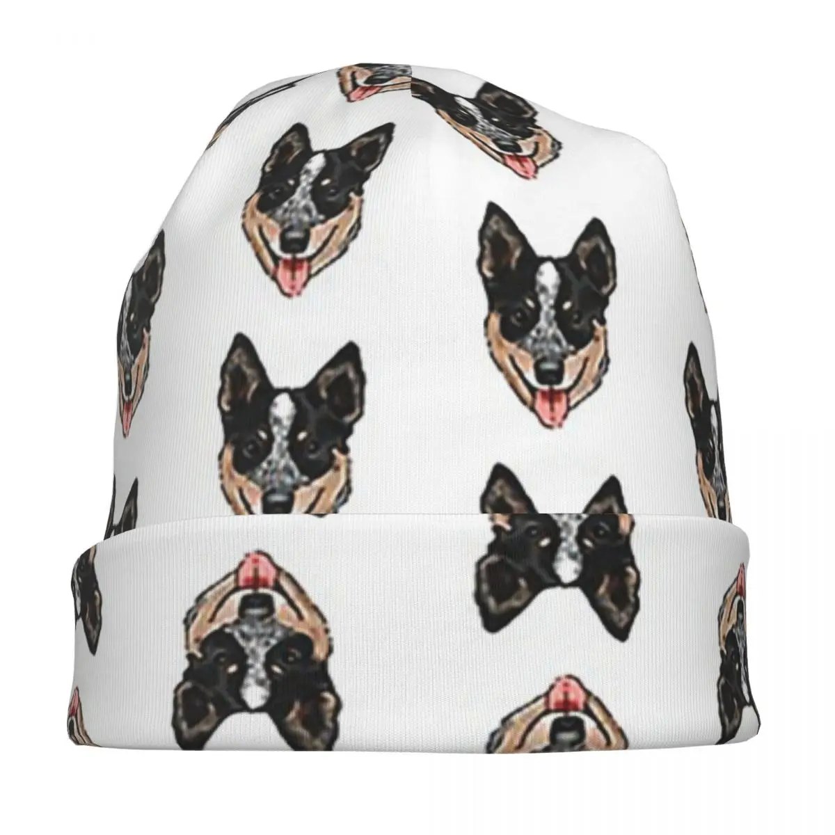 الأسترالية الماشية الكلب عاشق ، الأزرق كعب الحب Skullies قبعة صغيرة قبعة الخريف الدافئة محبوك بونيه قبعات للرجال النساء الكبار