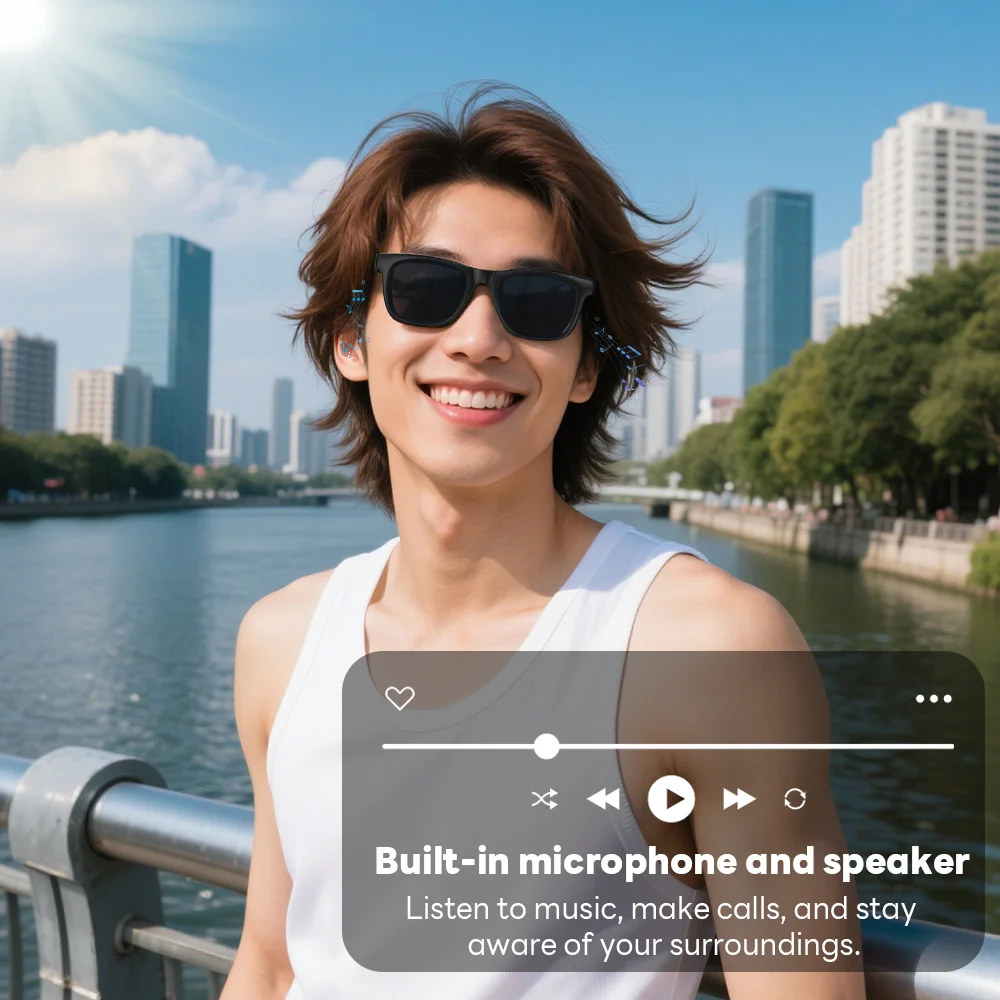 New Men's Smart Glasses Women's Bluetooth Glasses Voice Call Control Music UV Polarized Sunglasses Headphone Glasses Man 2026