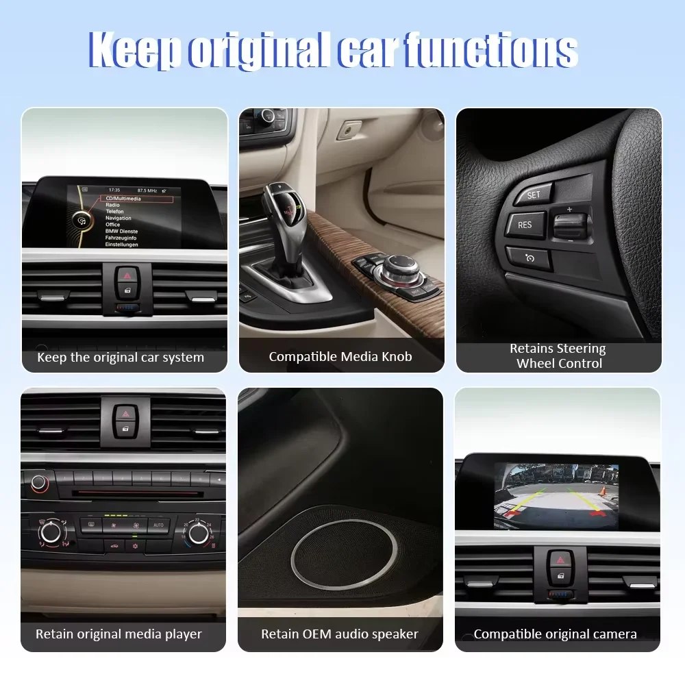 Reproductor Multimedia Inalámbrico CarPlay Android Auto para BMW Serie 1 2 3 4 F20 F21 F22 F30 F31 F32 F33 F34 NBT 2011 2012 2013 2014 2015 2016 con BT Mirror Link YouTube GPS Navegación 5