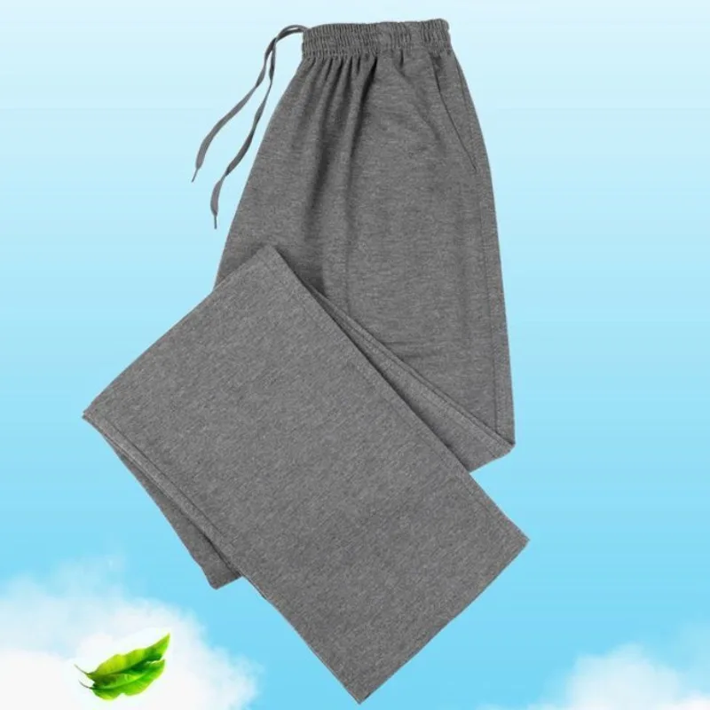 

Men's Pants Middle-aged Casual Summer Loose High Waist Sweatpants Sweatpants Elastic Waist Slant Pockets Pants for Men Menswear