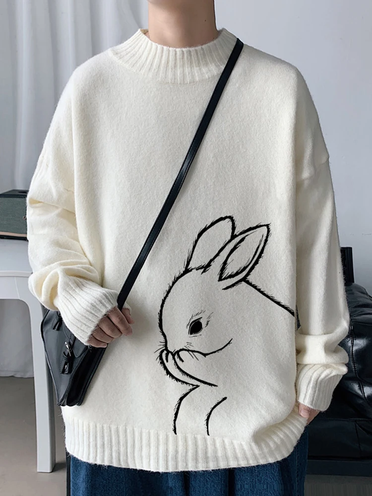 

Мужской вязаный свитер с высоким воротником для весны и осени, модный студенческий корейский стиль, подростковый топ, шерстяной свитер для пар