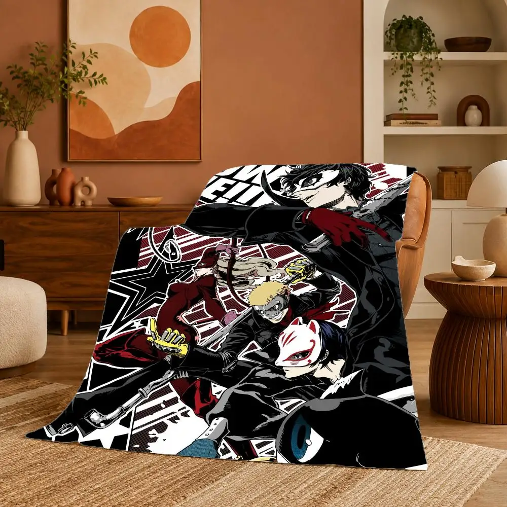 P-Persona 5 Hot Video Game Rebellious Throw Ultra Soft Summer Flannel Throw Blanket for Couch, Bed, Office & Travel