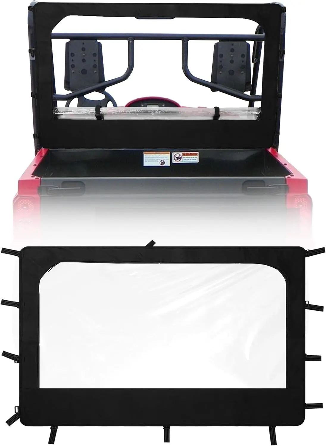 UTV Rear Window with Zipper Upgrate Compatible with Yamaha Rhino 450 660 700 Soft Back Rear Windshield Dust Panel Rhino